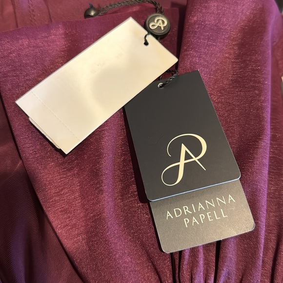 NWT Adrianna Papell Women's 14 Twist Front Jersey Gown 2/3 Bell Sleeves Zipper - Picture 9 of 11